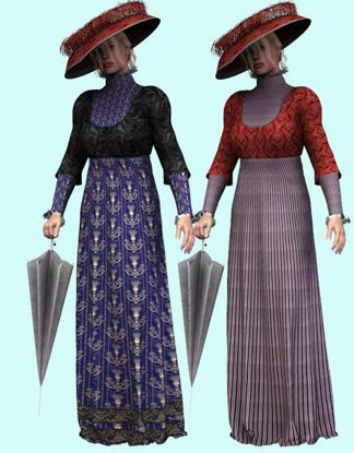 Picture of 1909 Dress, Props and pose for Poser - Required Textures