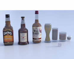 Bar Glassware and Bottle Models Poser Format