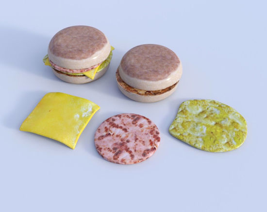 Picture of English Muffin Breakfast Sandwich and Extra Food Models Poser Format