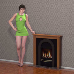 Fireplace with Wall Environment Poser Format