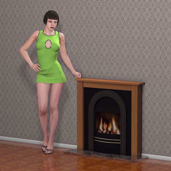 Picture of Fireplace with Wall Environment Poser Format