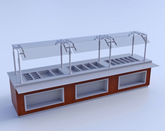 Picture of Food Bar With Sneeze Guard Model Poser Format