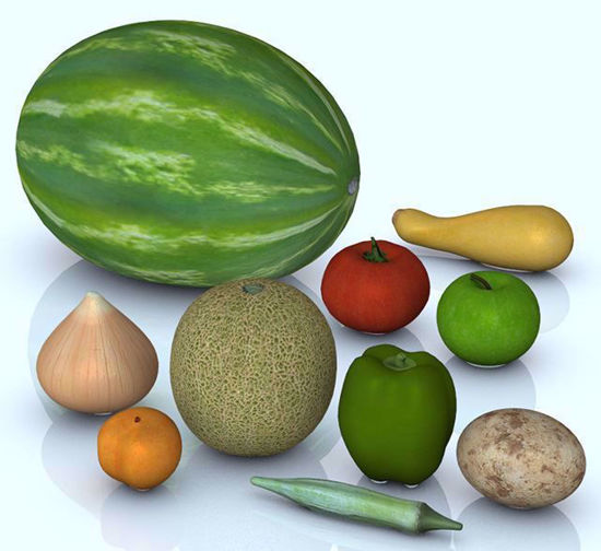 Picture of Fresh Fruit and Vegetable Models Set 1 Poser Format