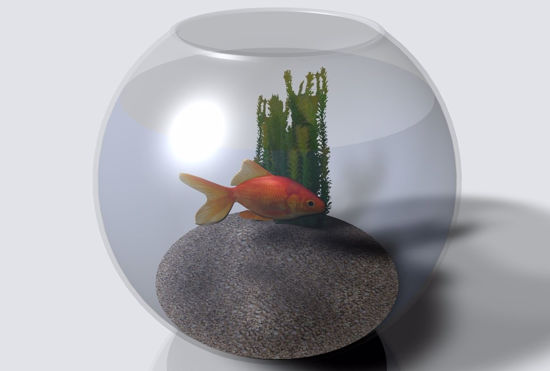 Picture of Gold Fish and Bowl Model FBX Format