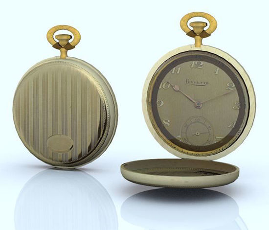 Picture of Gold Pocket Watch Model Poser Format