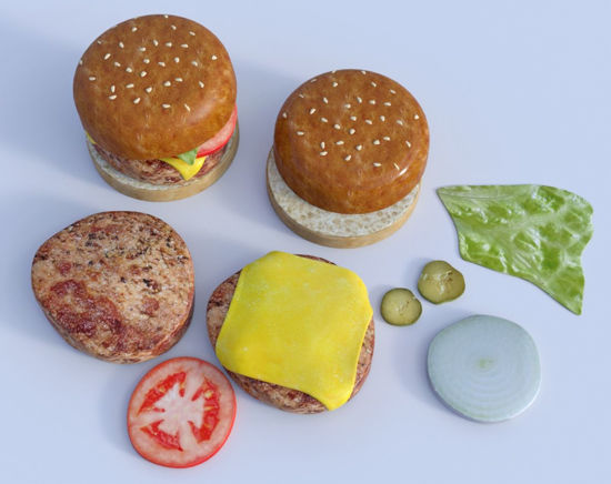 Picture of Hamburger and Topping Models Poser Format