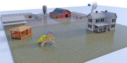 Picture of Mega Farm Environment with Farmhouse and Barn Poser Format