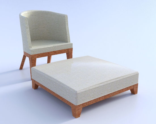 Picture of Modern Chair and Ottoman Furniture Models Poser Format