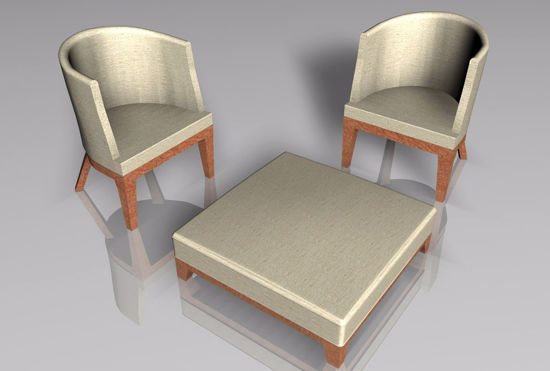 Picture of Modern Chair and Ottoman Furniture Models Poser Format