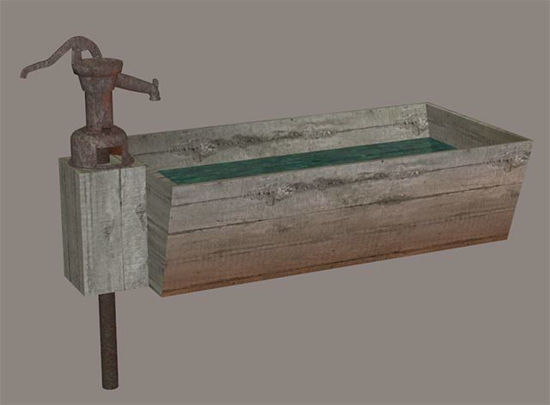 Picture of Old West Water Trough and Pump Model Poser Format