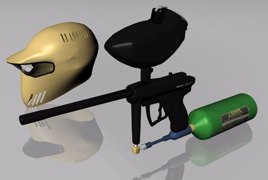 Picture of Paintball Gun and Helmet Models FBX Format