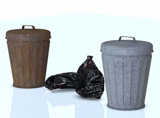 Picture of Trash Can and Trash Bag Models Poser Format