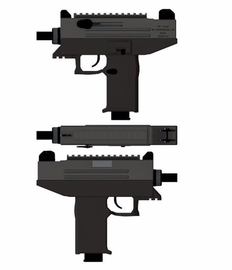 Picture of Uzi Machine Gun Model Poser Format