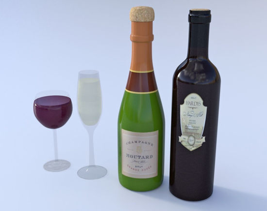 Picture of Bottles and Glasses Model Set Poser Format