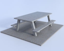 Concrete Picnic Table Model FBX Format