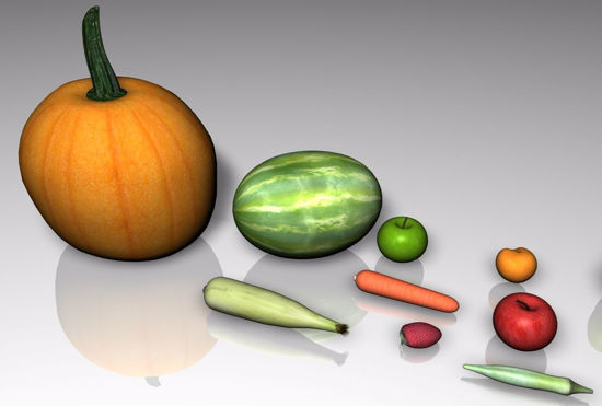 Picture of 15 Fruit and Vegetable Food Models FBX Format