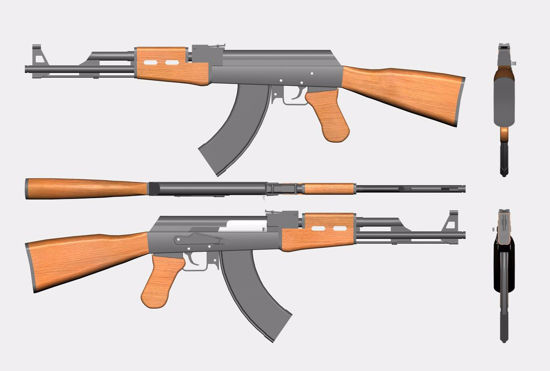 Picture of AK-47 Rifle Weapon Model FBX Format