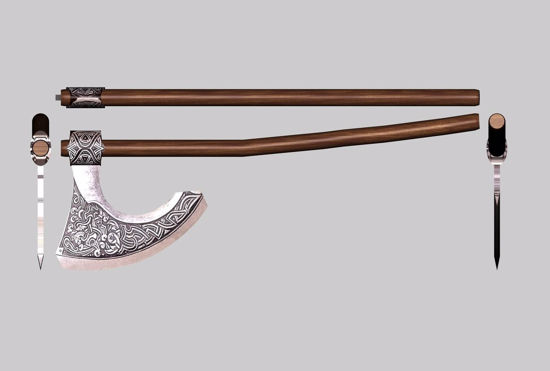 Picture of Middle Ages War Axe Weapon Model FBX Format