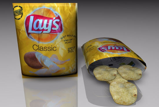 Picture of Potato Chips and Bags Food Models FBX Format
