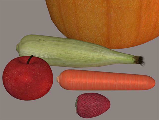 Picture of Fresh Fruit and Vegetable Models Set 2 Poser Format