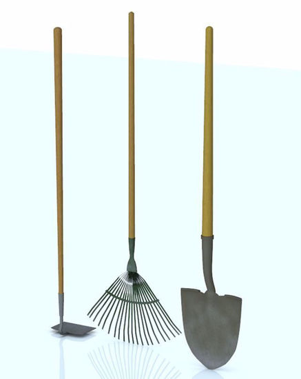 Picture of Garden Tools Set 2 - Rake, Hoe and Shovel Models Poser Format
