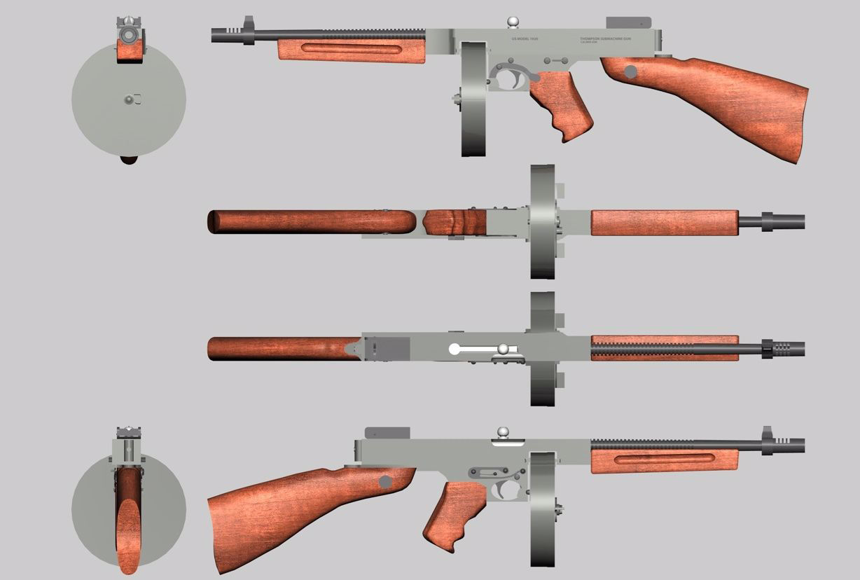 Thomspon Submachine Gun Model Fbx Format 3d Weapons And Milposerworld 3d Model Content Store For