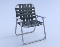 Vintage Webbed Lawn Chair Model Poser Format