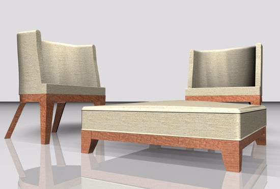 Picture of Modern Style Ottoman and Chair Furniture Models FBX Format