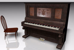 Upright Piano Furniture Model FBX Format