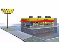 Waffle Restaurant and Parking Lot Environment Poser Format