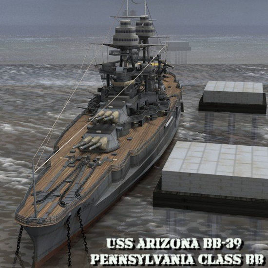 Picture of U.S.S Arizona Battleship- warship figure for Poser