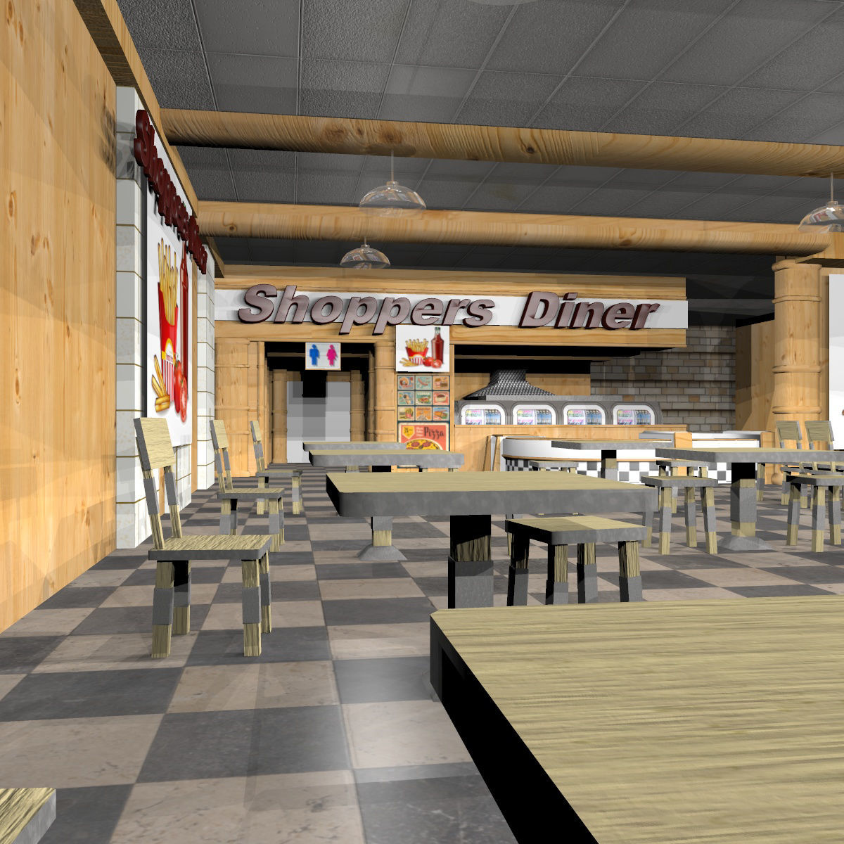 Shoppers Diner Cafe Set for Poser Poser 3D food models DAZPoser World ...