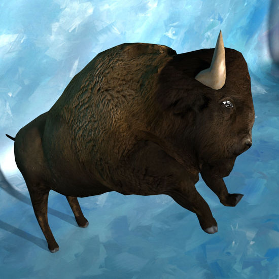 3D Bison figure (Buffalo) jumping for Poser by PoserWorld rendered in SuperFly