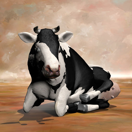 Cattle bedding pose rendered in Poser Firefly