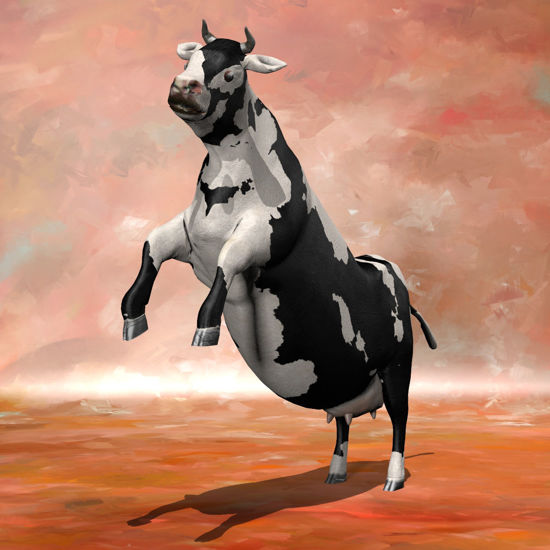 Cattle rearing pose rendered in Poser Firefly