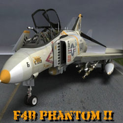 F4B Phantom USAF jet fighter aircraft figure for Poser