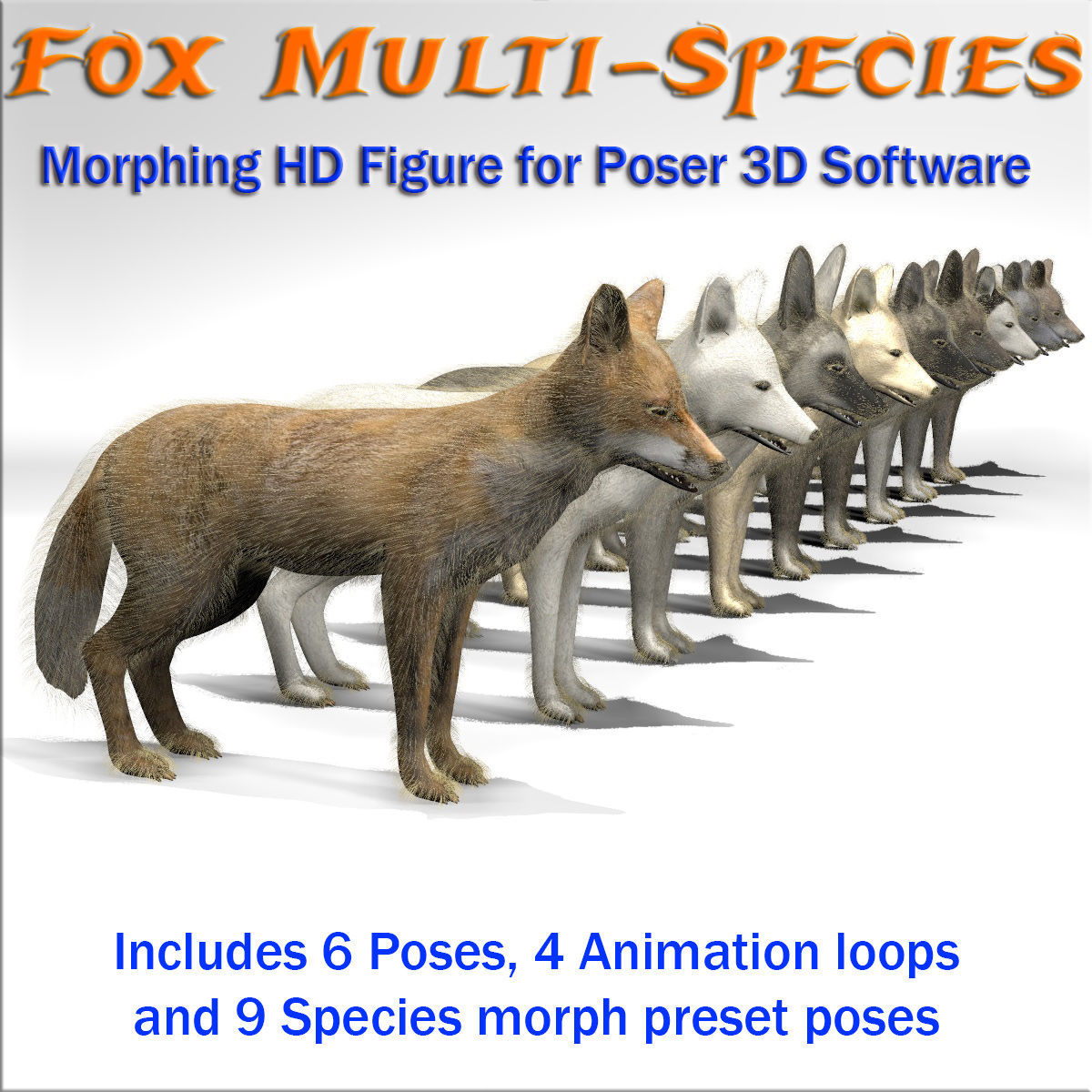 Fox Multi-Species - Fox figure set for Poser DAZ 3D AnimalPoserWorld 3D  Model Content Store for Poser and DAZ 3D Studio
