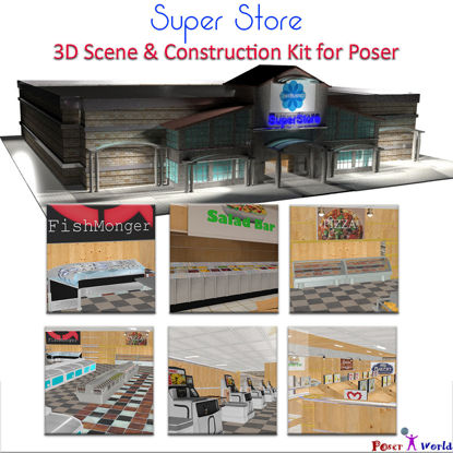 SuperStore 3d scene and supermarket construction set for Poser and DAZ 3D Studio