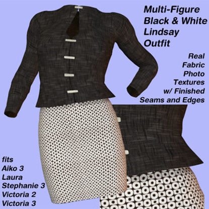 Picture of Black and White Lindsay Outfit Textures - Material Add-On for Lindsay Outfit for Poser