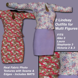 Hawaiian and Lavender Flower Lindsay Outfit Textures - Material Add-On for Lindsay Outfits for Poser