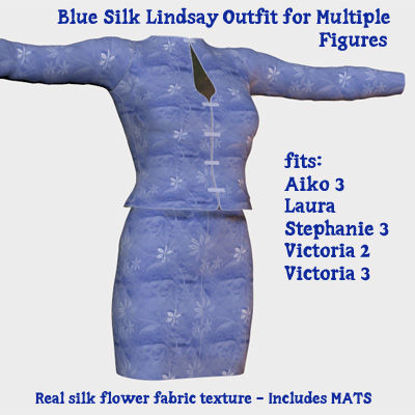 Picture of Blue Silk Lindsay Outfit Textures - Material Add-On for Lindsay for Poser