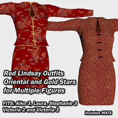 Picture of Red Lindsay Outfit Textures - Material Add-On for Lindsay Outfit for Poser
