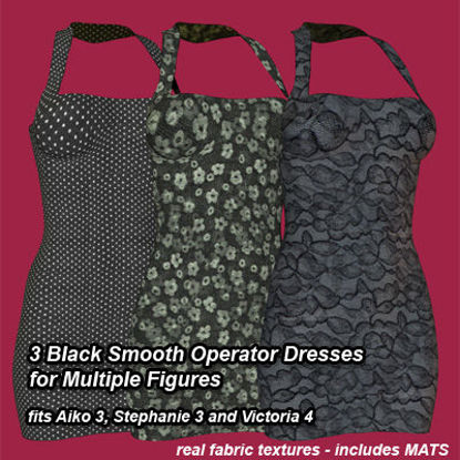 Picture of 3 Black Smooth Operator Dresses for Multiple Figures : SO3BlackMulti