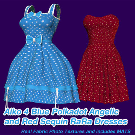 Picture of Blue Polkadot Angelic Dress and a Red Sequin RaRa Dress for Aiko 4