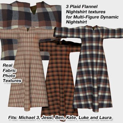 Picture of Plaid Flannel Textures for Nightshirt for Poser - Material Add-On Texture Pack