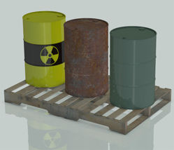 55 Gallon Drums and Wooden Pallet Models