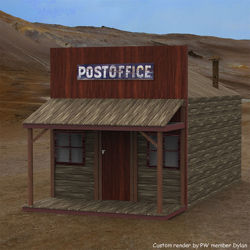 Old West Post Office Building Model with Movements