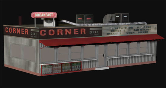 Picture of Corner Deli Building Model -CornerDeli-TextureWindows