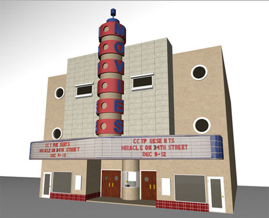 Picture of Old Movie Theater Building Model with Movements