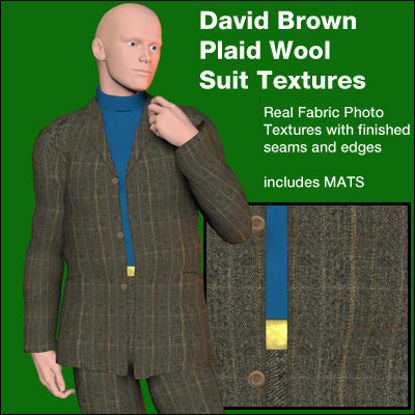 Picture of Brown Wool Plaid Suit and Top Textures for DAZ David Suit